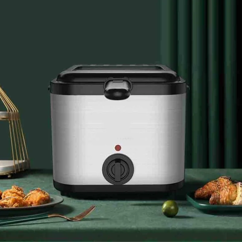 

Электрическая фритюрница из нержавеющей стали, 1000 Вт, многофункциональная электрическая фритюрница с регулируемой температурой и корзиной