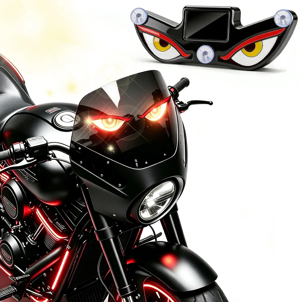 1/2PCS LED Car Solar Devil Eye Light, Dynamic Expression Neon Light, Rear Window Anti-Rear-End Warning Light
