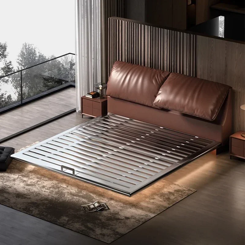 Bases y Marcos de Cama Doble, Camas de Dormitorio, Muebles de Dormitorio, Cama Doble de Cuero Suave de Lujo, Diseño Moderno para Adultos, Cama Queen Tipo Loft