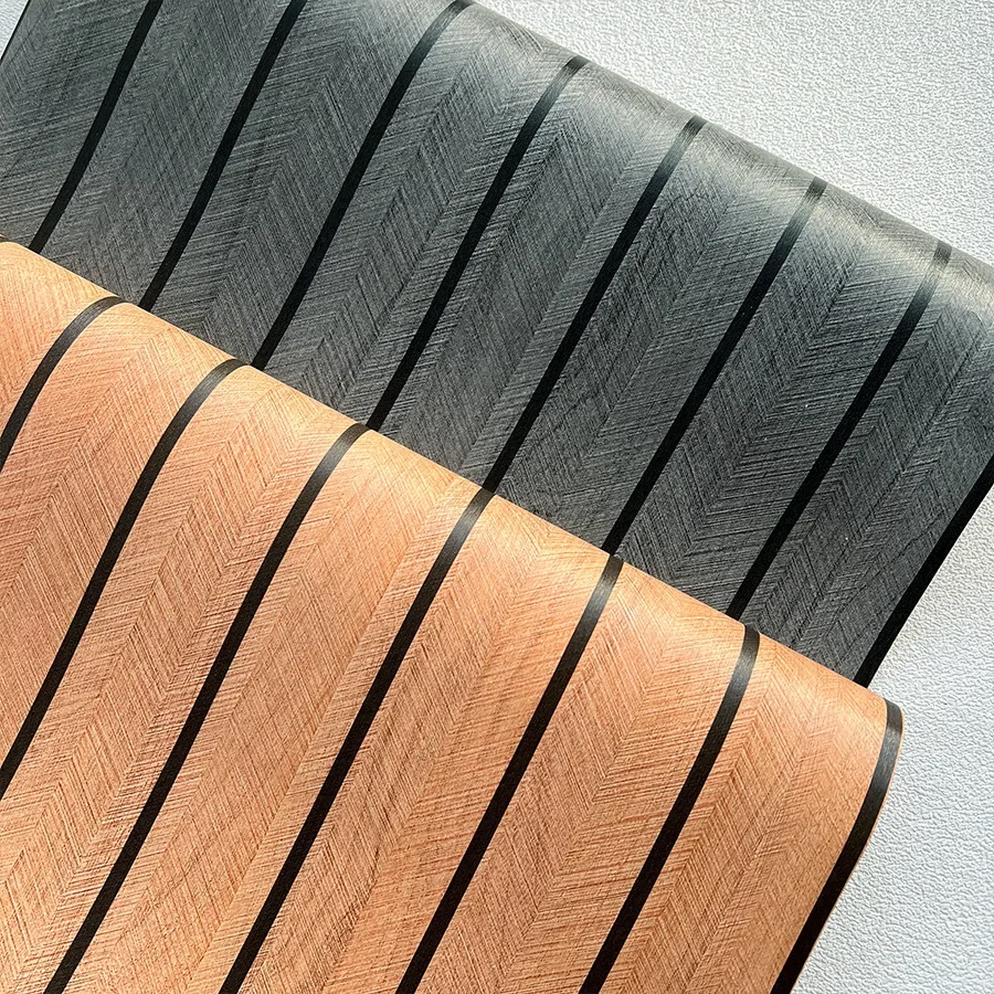 3D Relief Fishbone Pattern Self-adhesive Wallpaper Gray Yellow Home Decoration Building Materials Background Wall PVC Wallpaper