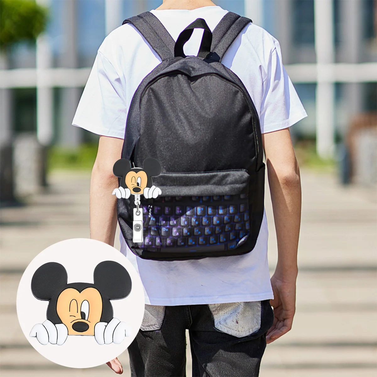 Disney Mickey Telescopic Nurse Doctor Badge Scroll Clip Hospital Medical Student ID Holder Keychain