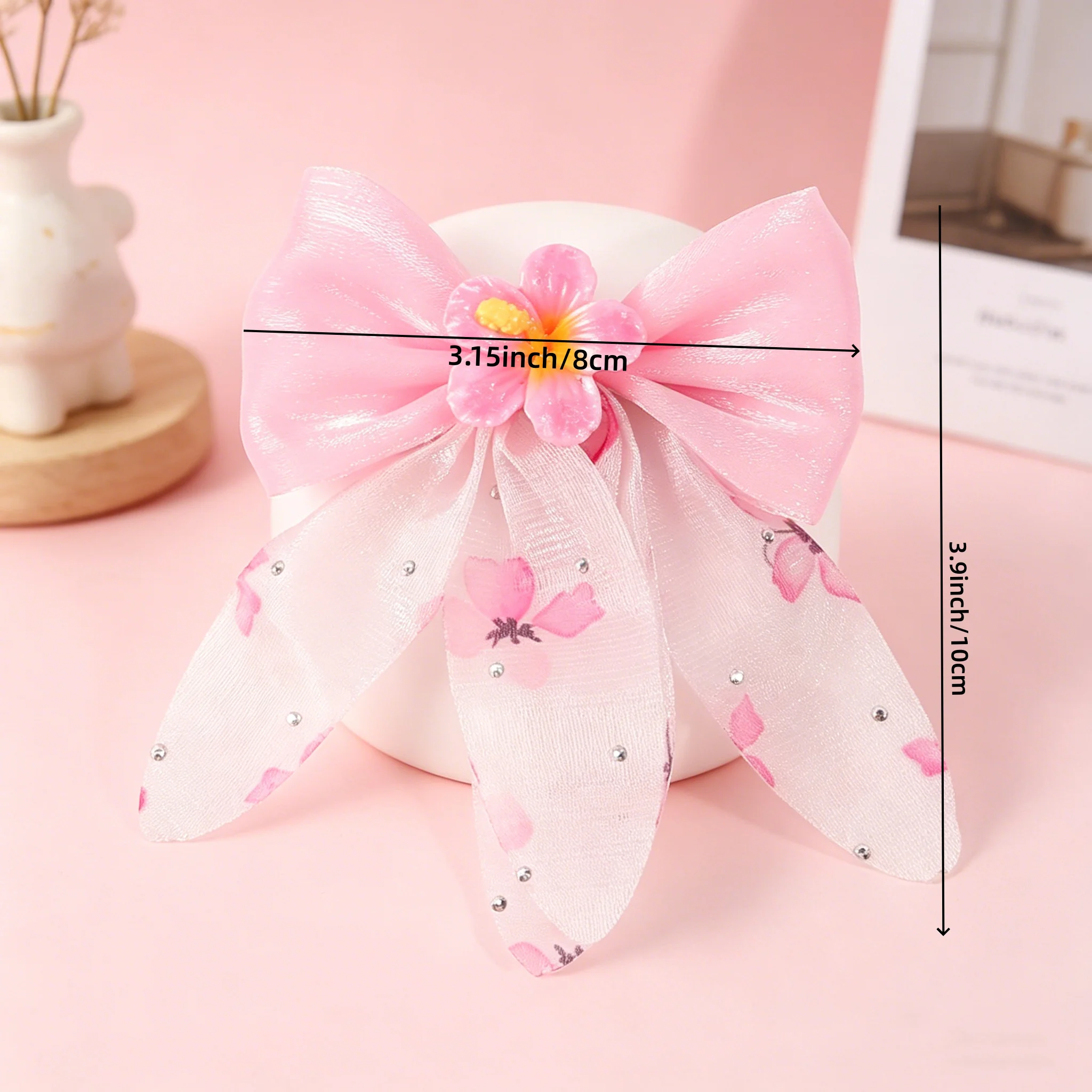 6 Stück Bedruckte Blumen-Haarspangen für Frauen und Mädchen, Modische Florale Haarklammern, Mädchen-Haaraccessoires – Detail 1