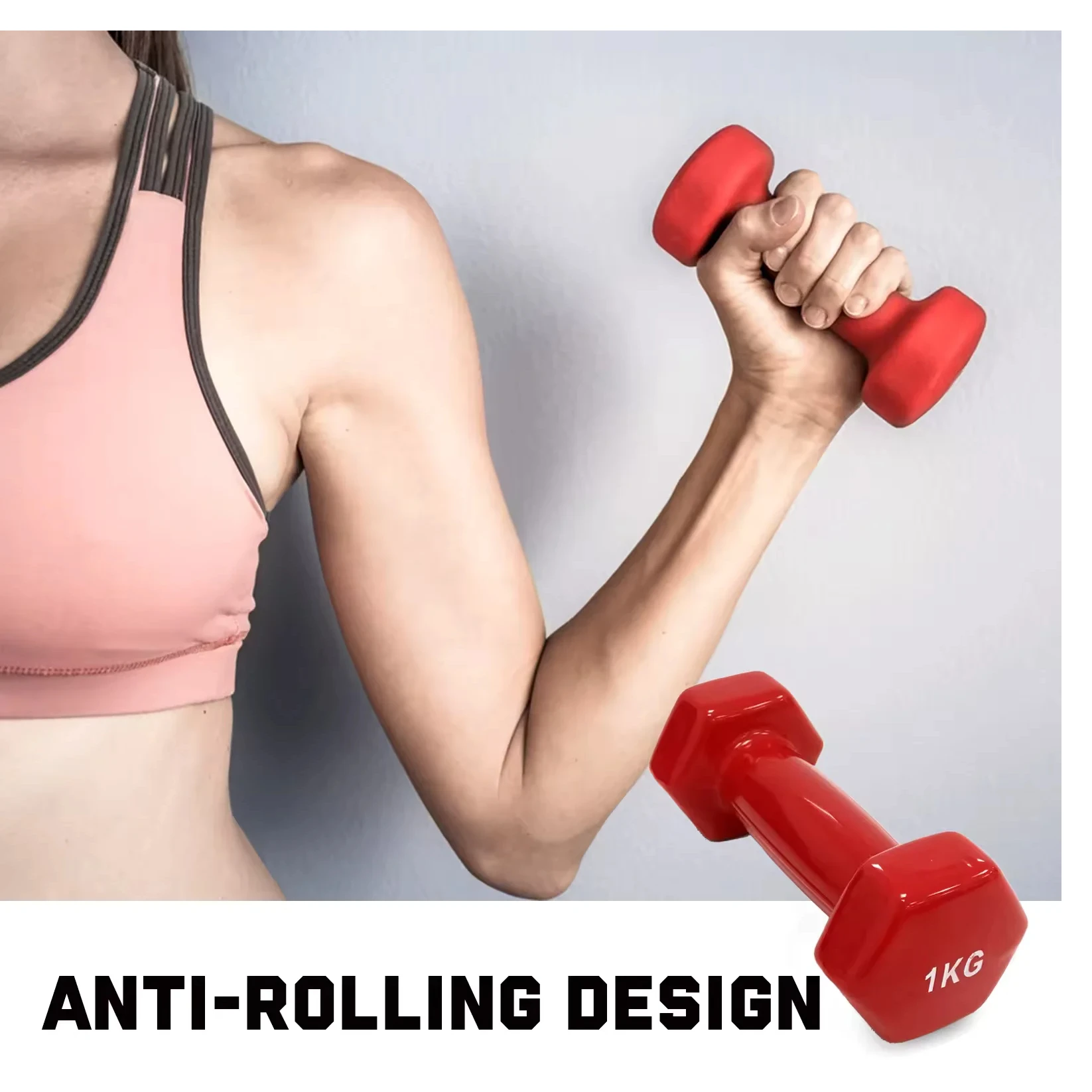 Vinyl Dumbbells - Dumbbells with Vinyl Coating - Non-Slip Dumbbells - Hexagonal Dumbbells, 1kg, 2kg, 3kg, 4kg, 5kg (2 Units)