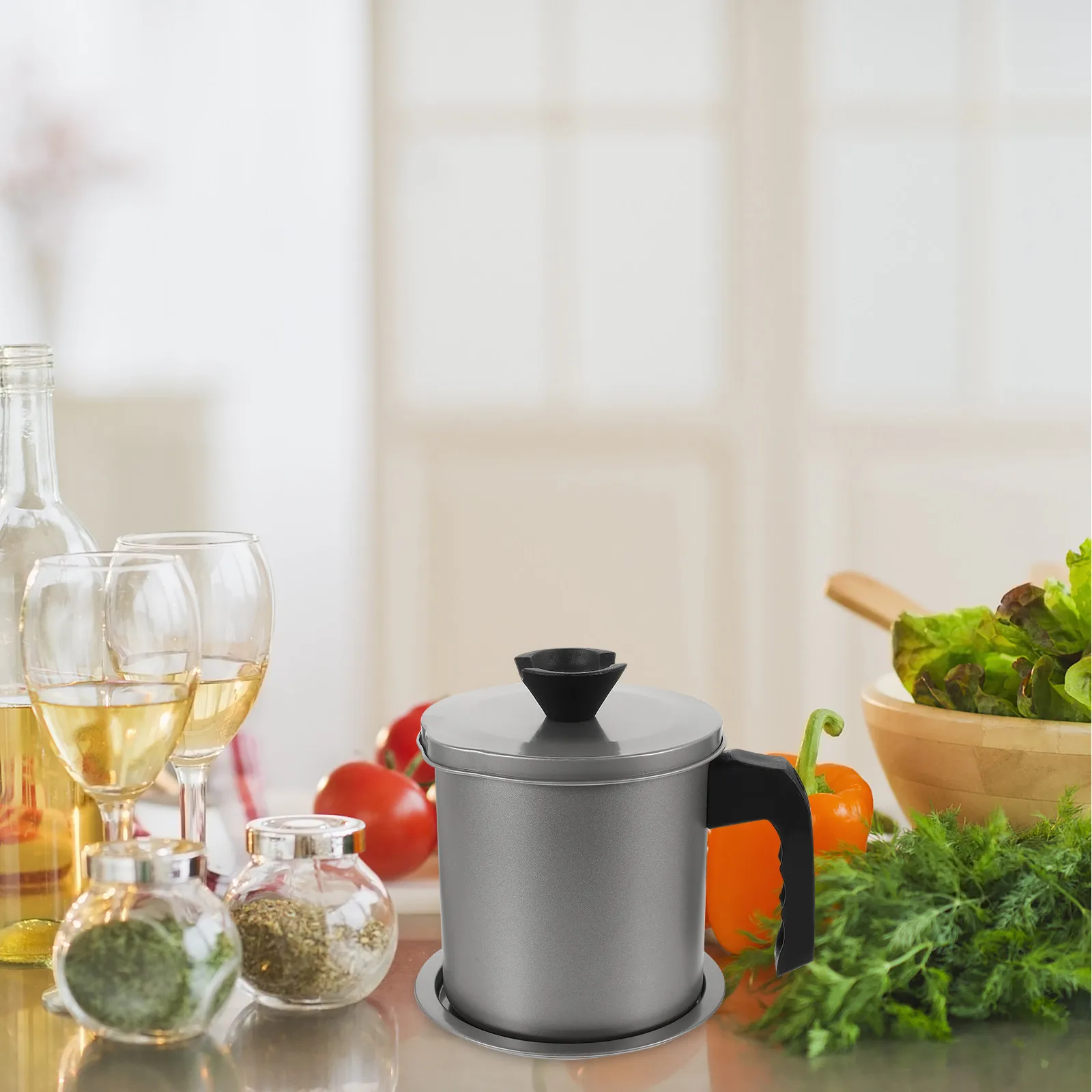 

1 шт. полированный контейнер для масла из нержавеющей стали 304 с герметичной крышкой и фильтром-сеткой для многоразового использования в домашних условиях и ресторанах