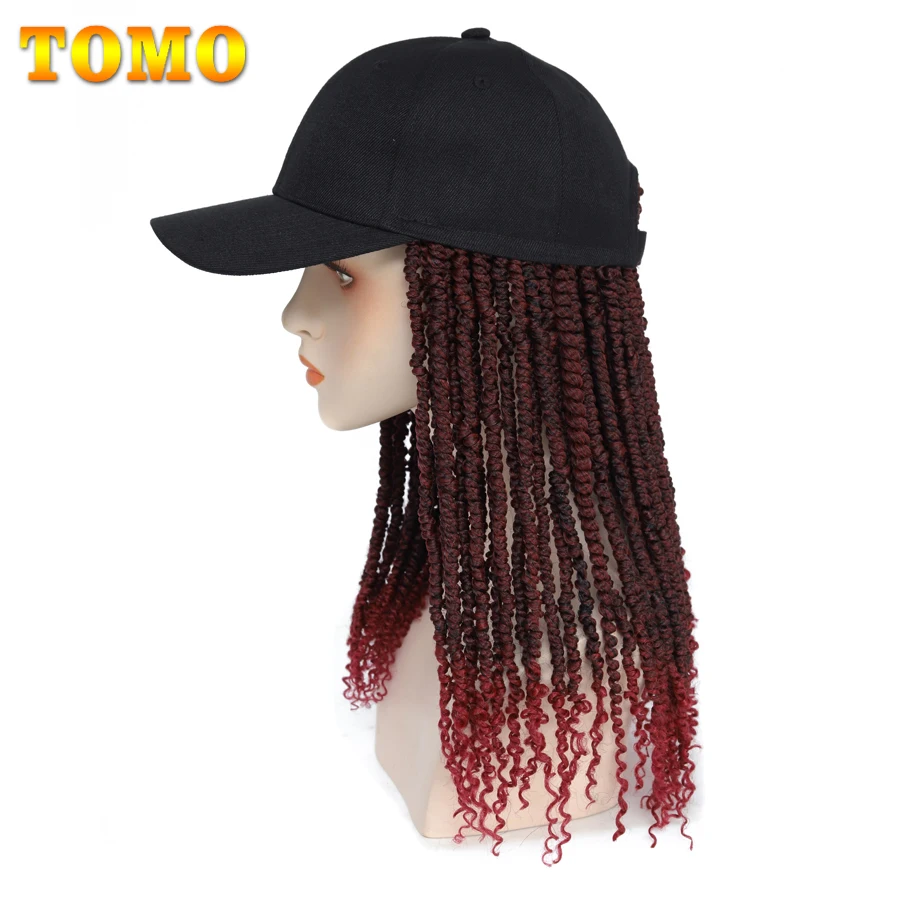 TOMO Ombre Passion Twist Synthetic Hair Baseball Cap Hat Wig Adjustable Cap Hair Extensions Baseball Hat Wig For Black Women