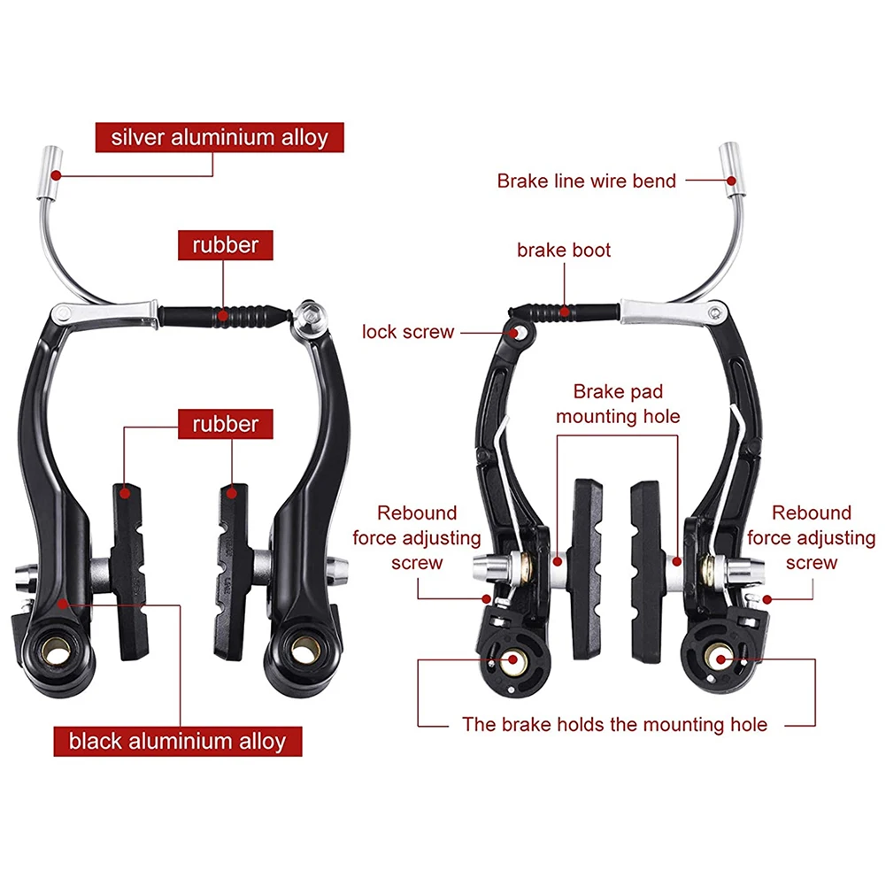 Universal V Brakes Lightweight V-type Calipers Levers Cables Bike Brake Lever Set Compatible For MTB/BMX/Mountain/Folding Bike