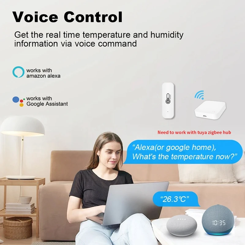 Tuya Zigbee Temperature Humidity Sensor Smart Home Temperature Sensors Works With Alexa Google Assistant Smart Life