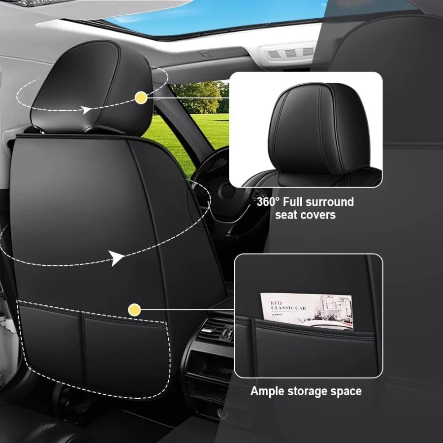 أغطية مقاعد سيارة فاخرة من جلد نابا مقاومة للماء مكونة من 5 مقاعد لسيارة تشيفي كامارو 20002024 متوافقة مع تصميم وسادة هوائية راحة عالية