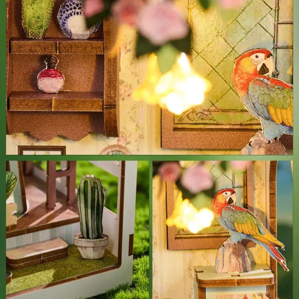 2-in-1 DIY 3D 북엔드 모델 키트 - 미니멀리스트 정원 & 우아한 침실 미니어처 하우스 수제 창의적 선물 생일용