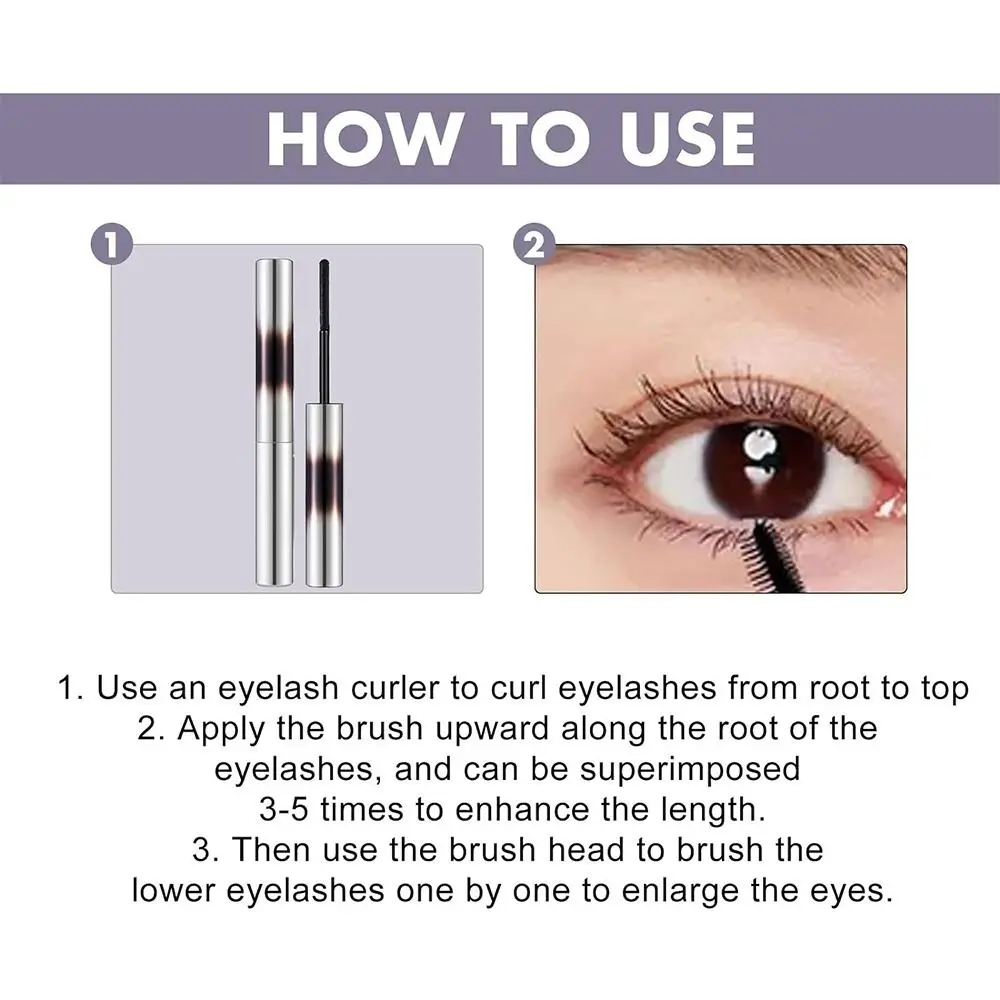 Fashion Waterproof Iron Brush Mascara Long Lasting Extra Slim Curling Mascara Sweat-proof Metal Bristleless Mascara Woman