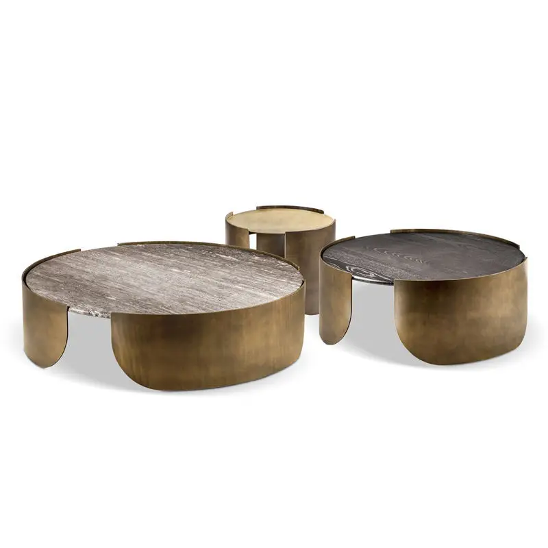 Luxury high quality postmodern living room Italian copper dining table Modern wooden design style coffee table