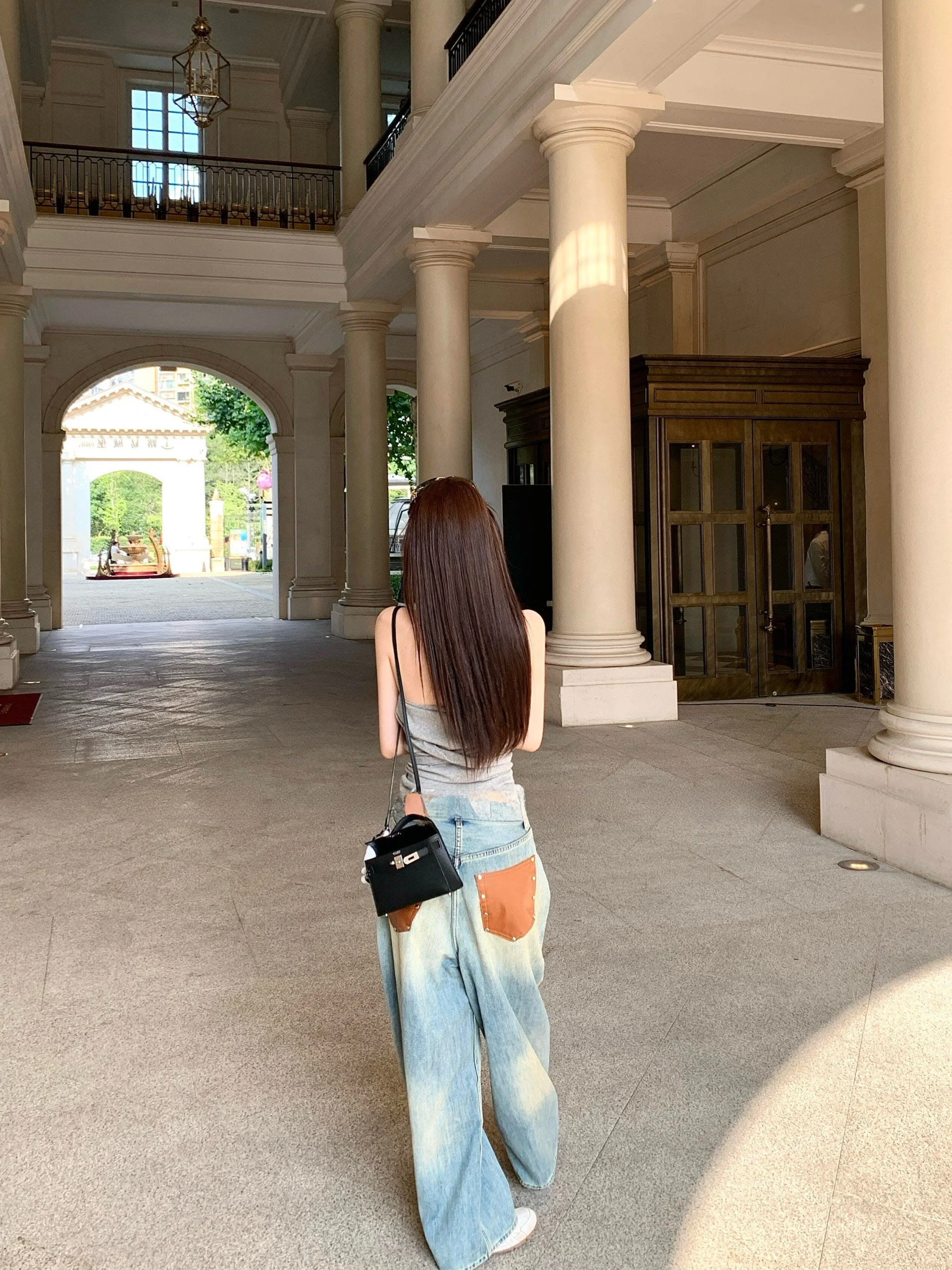 

Женские джинсы Seoul New Sle в стиле ретро, из денима с эффектом потертости, с высокой талией, прямого кроя, длинные, повседневные, модные