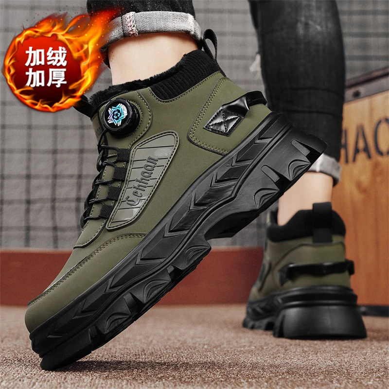 أحذية صفراء كبيرة على الطراز الأمريكي للرجال: أحذية عمل بنعل سميك للخريف، أحذية عمل بنعل ناعم من الجلد الطبيعي للرجال، R