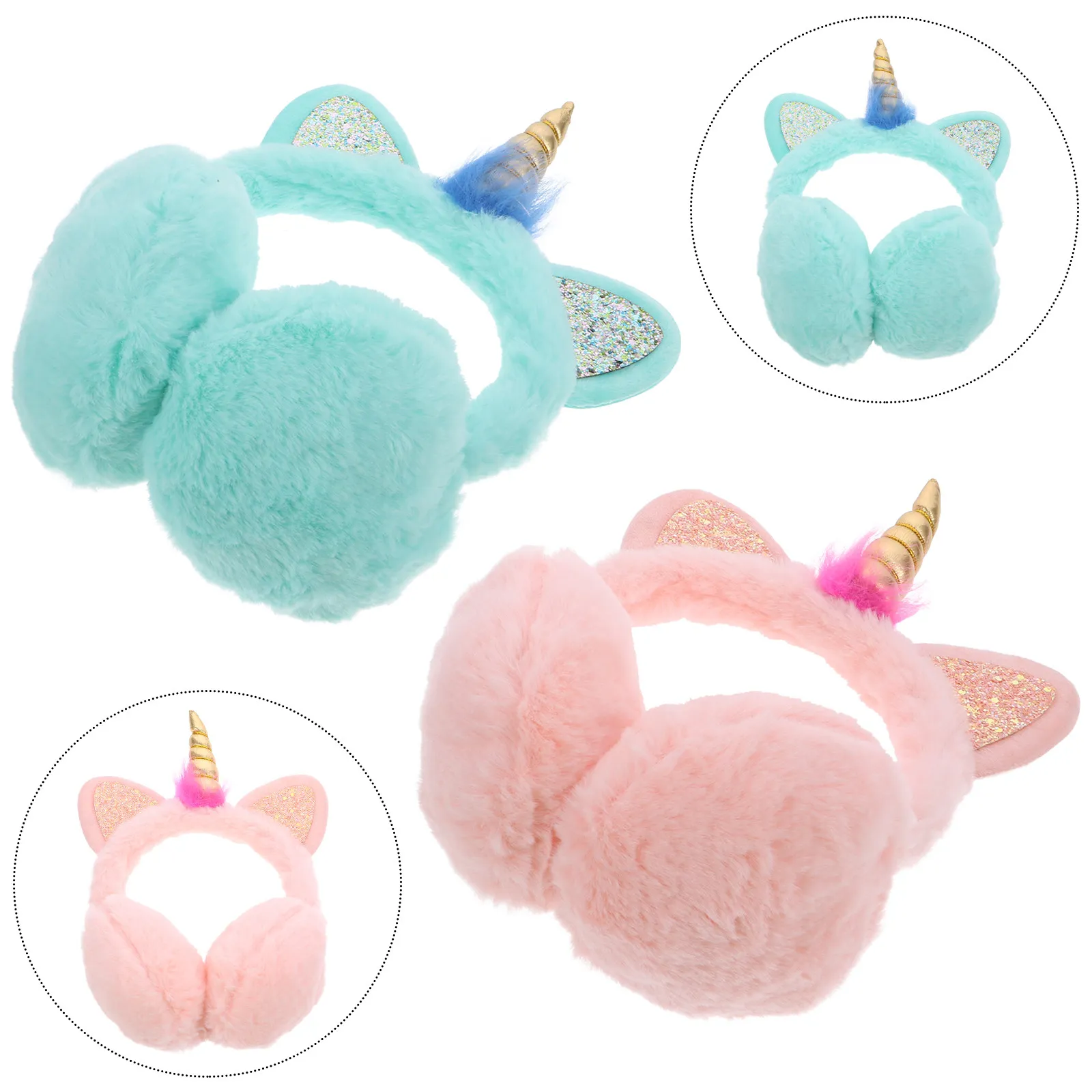 2Pcs Unicorn Earmuffs for Women Soft Warm Ear Protectors Winter Fashion Headband Cute Cartoon Ear Warmer Plushy Comfortable Gift