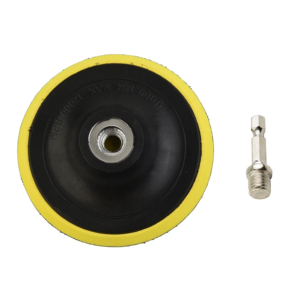 Gancho e Loop Buffing Pad, Rotary Backing Pad, adaptador de broca M10 Cabeça de conversão de broca hexagonal Disco de polimento, 4 ", 100mm