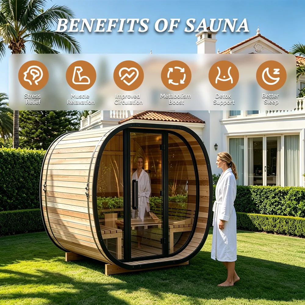 Solid Clear Western Red Cedar Small Outdoor Sauna With Sauna Accessories Sauna Traditional Outdoor