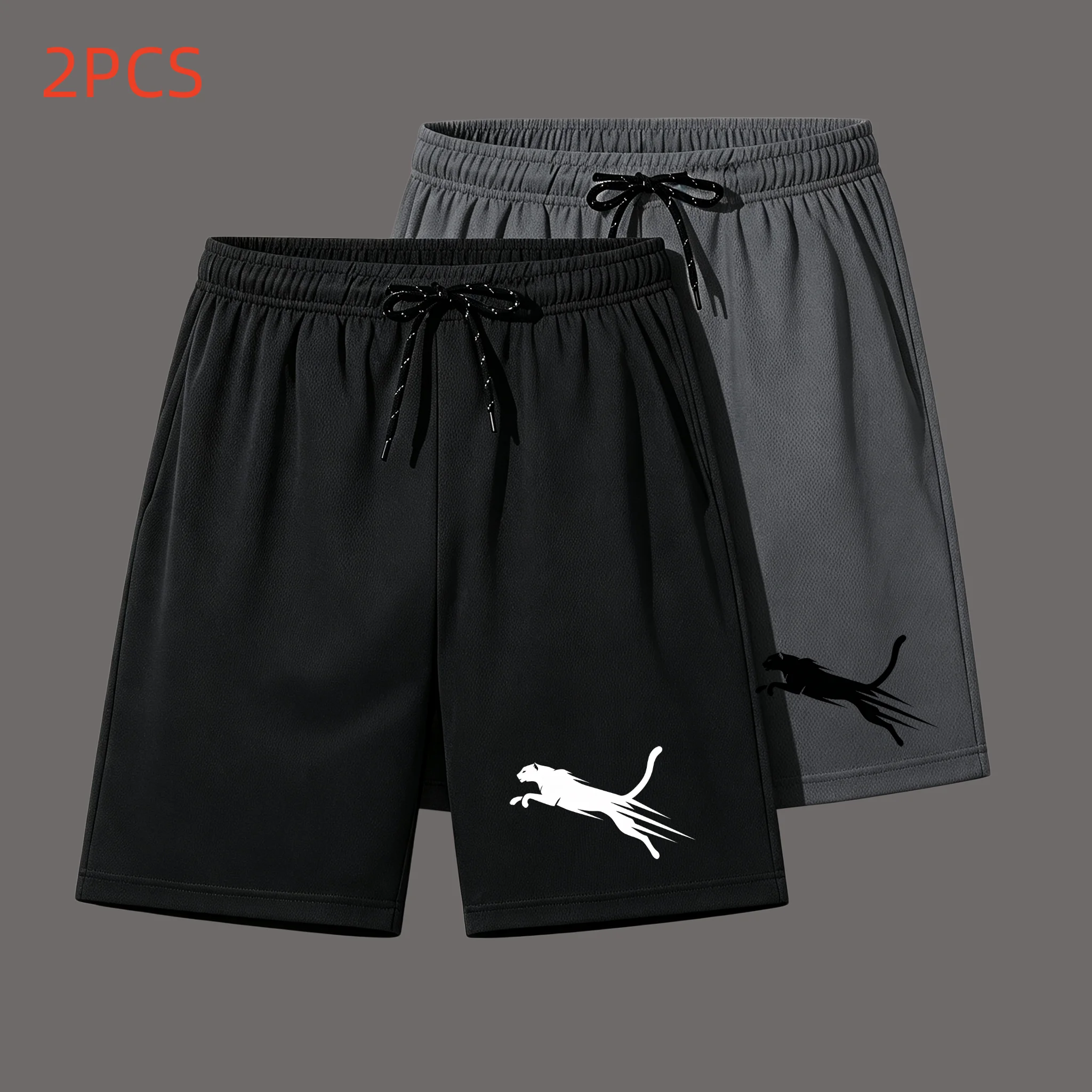 Two-piece summer men's shorts for 2026. New polyester fiber breathable elastic drawstring basketball sports casual sports shorts