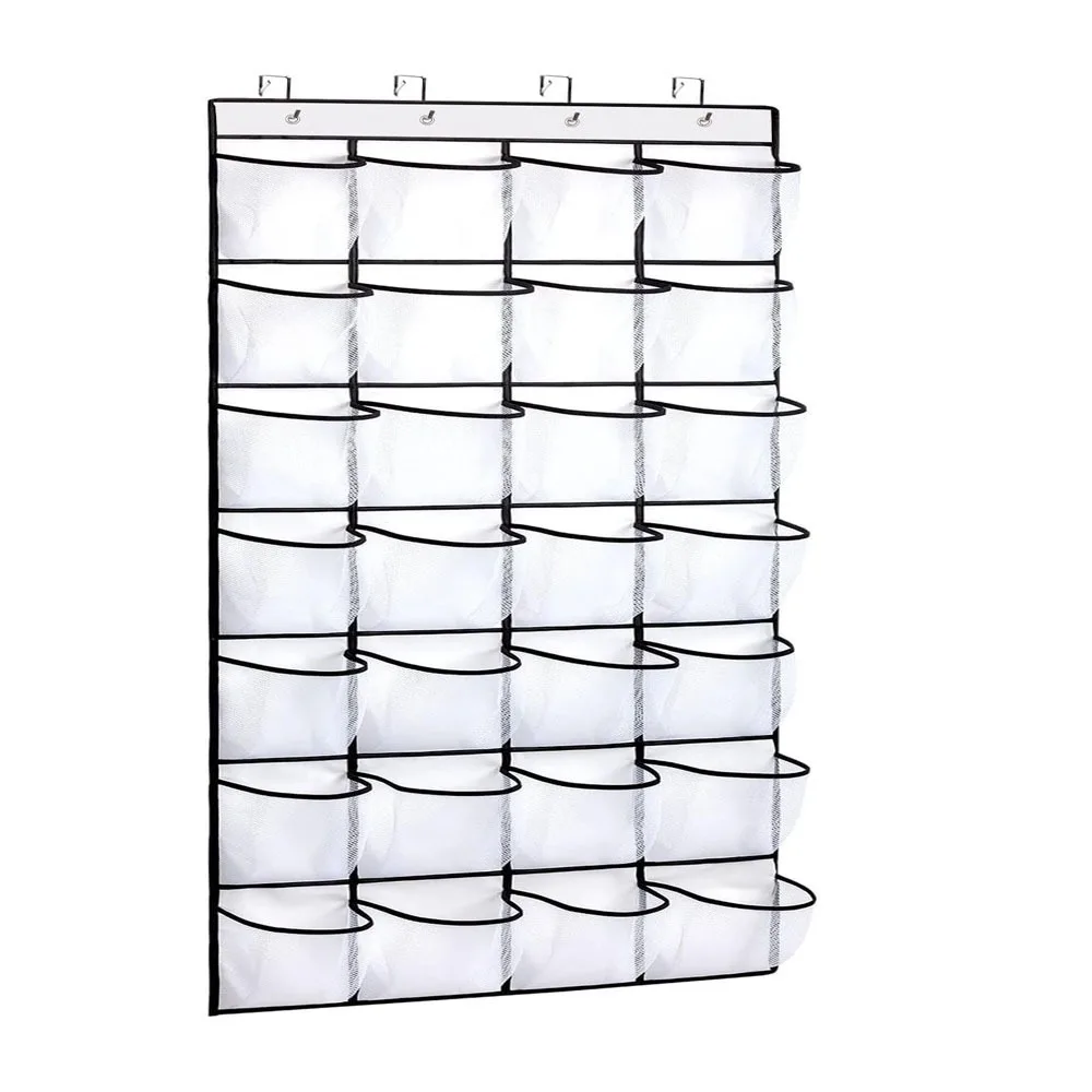 

35 Pockets practical Over the Door Shoe Organizer Large Mesh Pockets With 4Hooks Transparent Fabric Shoe Rack Storage convenient