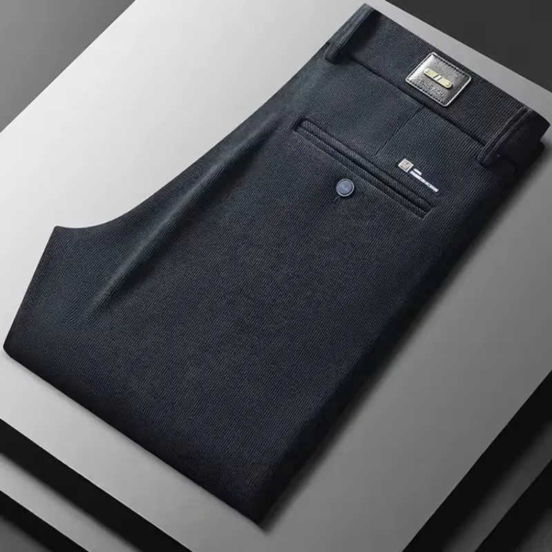 منتصف الارتفاع تمتد مستقيم سليم سروال قصير رجالي الخريف الربيع أسود أحمر كاكي سراويل تقليدية بدلة عمل بنطلون #5