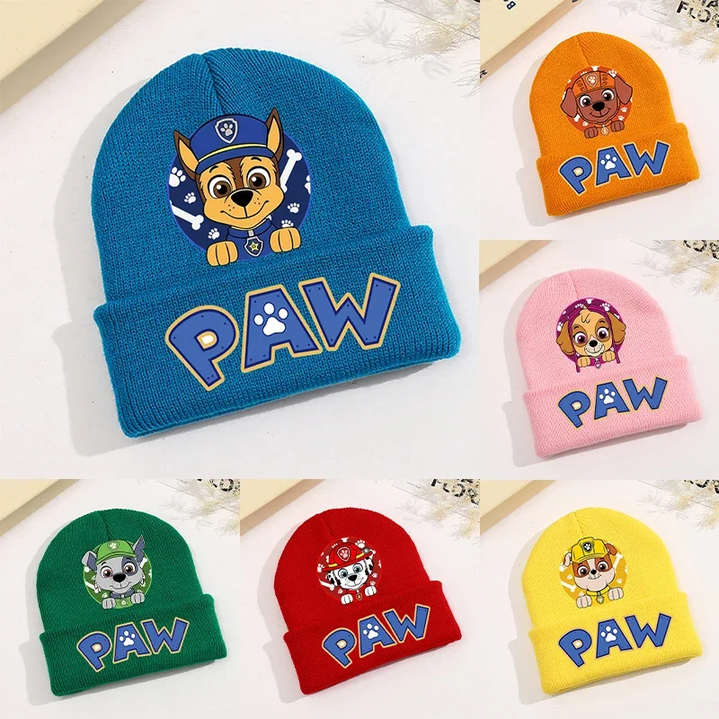 New Paw Patrol Baby Hat Cute Cartoon Printed Knitted Hats Kawaii Boys Girls Warm Beanie Cap Autumn Winter Children Clothing