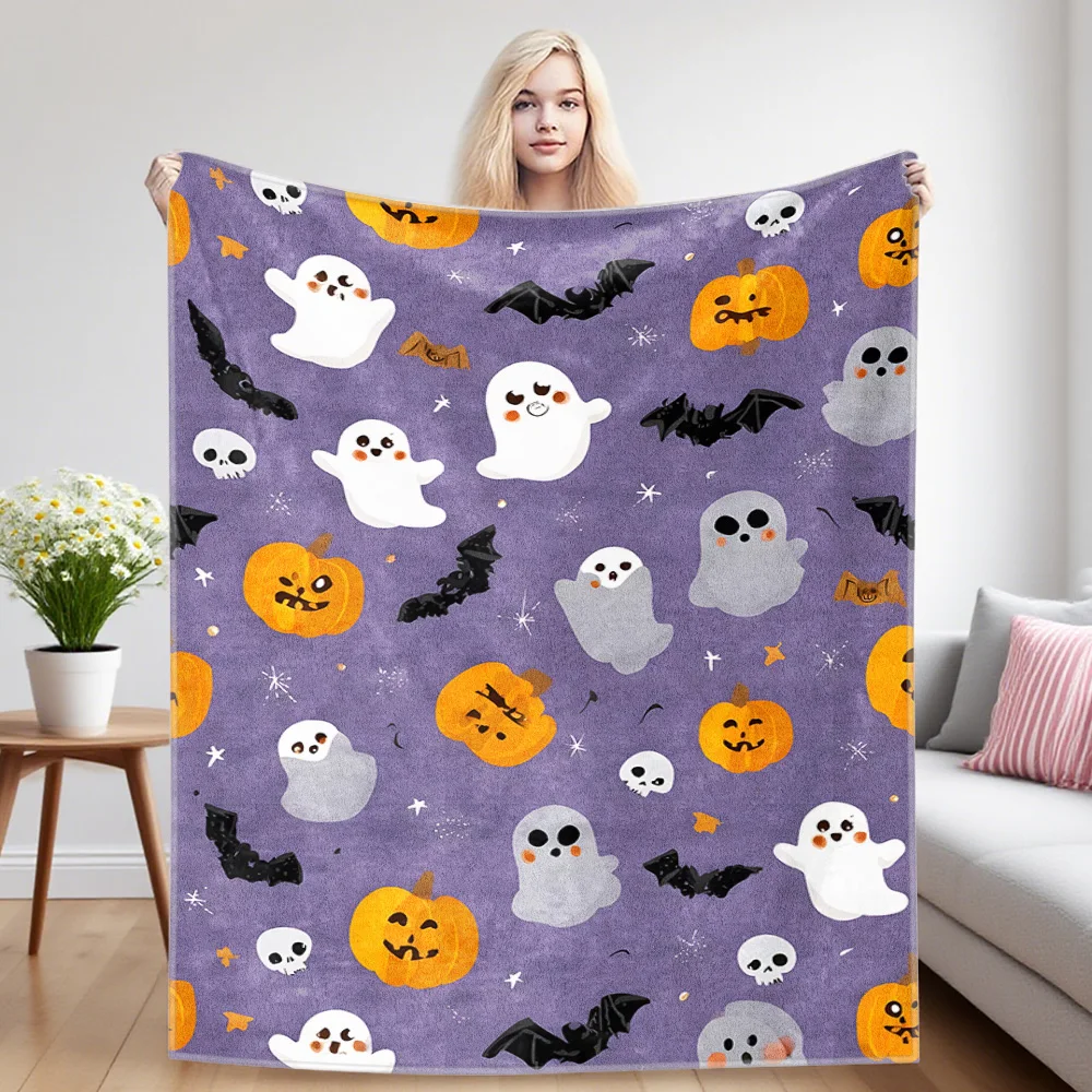 Halloween -Mix Sofa Specific Soft Flannel Blanket, Universal Plush Gift Blanket For All Seasons