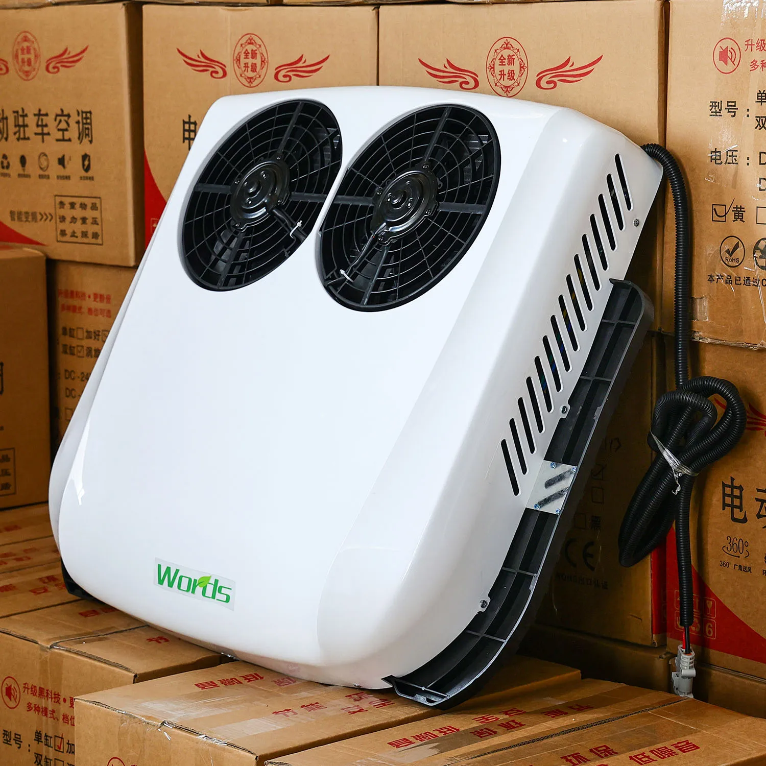 

Dual Fan Cooling 12V 24V Parking Overhead Air Conditioner Good Effect Compressor Diesel Fuel Made Of Plastic