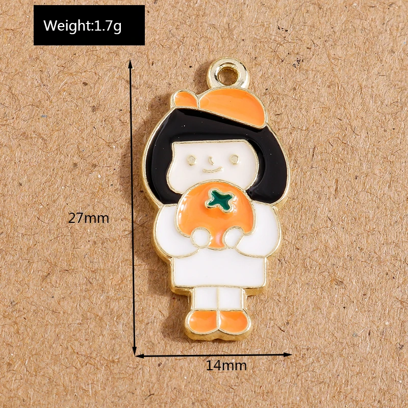 10 Stück süße Emaille-Prinzessin-Mädchen-Charms-Anhänger für Schmuckherstellung, Halskette, Ohrringe, Armband, DIY-Zubehör, Zubehör – Detail 7