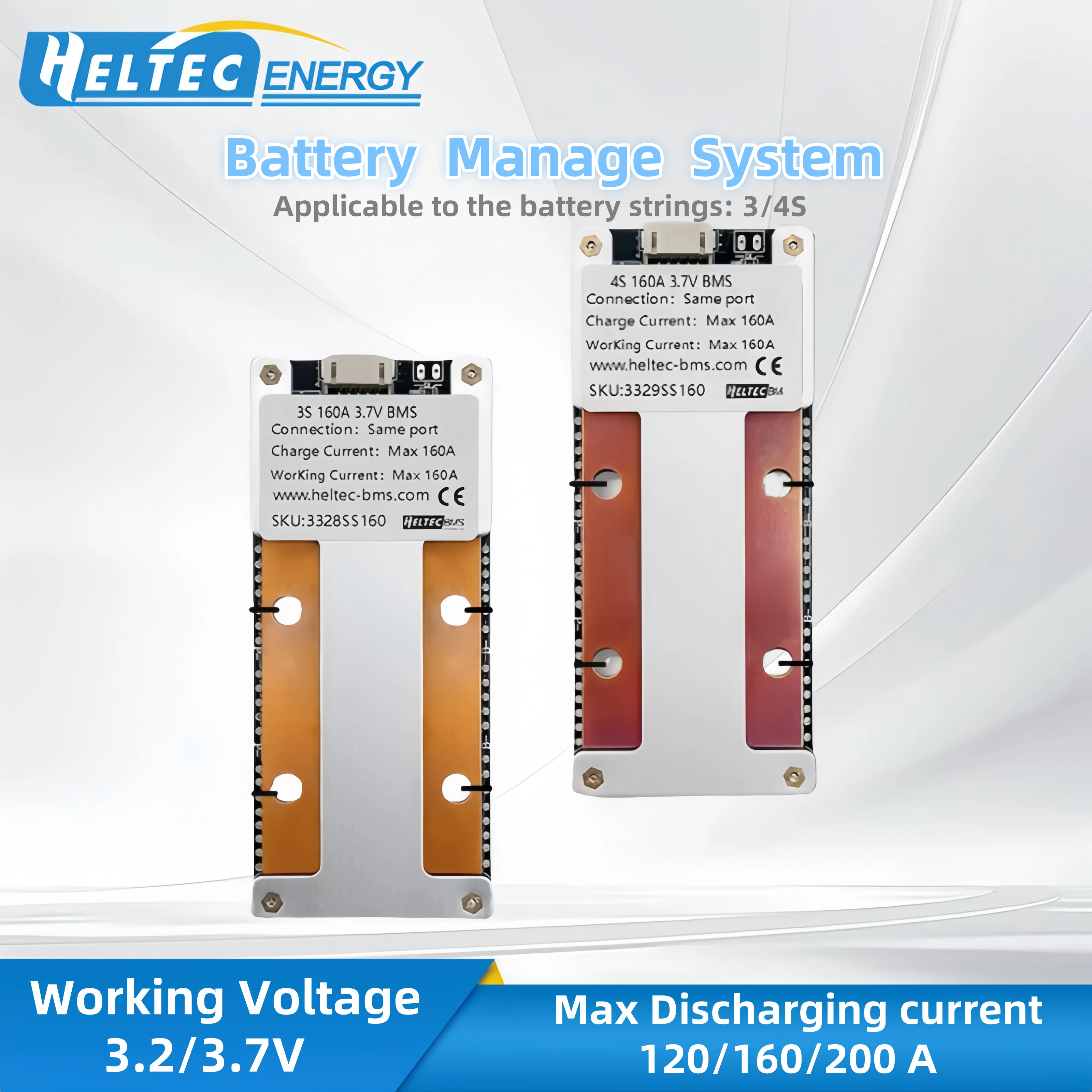 لوح حماية بطارية ليثيوم Heltecbms 3V 4S 120A 160A 200A لبطاريات NCM/LFP مع حماية متوازنة لدرجة الحرارة