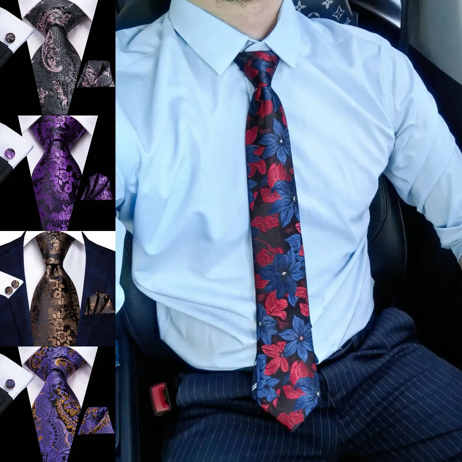 

Классический мужской комплект запонок с галстуком, нагрудный квадратный комплект, официальный свадебный деловой наряд, подарок для него