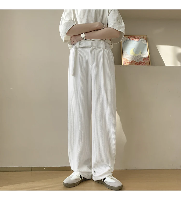 Baggy Casual Pants Men Simple Elegant Handsome Smart Casual British Style All-match Daily Soft Full-length Trousers High Street