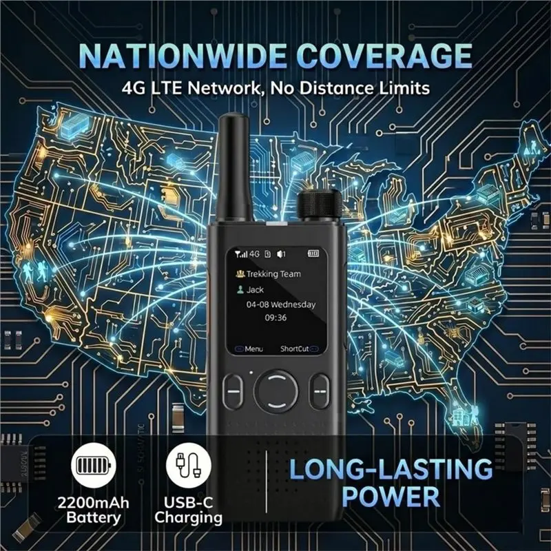 AT1 Upgraded 5G POC Radio For Hiking Camping, Unlimited Distance Nationwide Intercom, 2200Mah Two-Way Walkie Talkie White