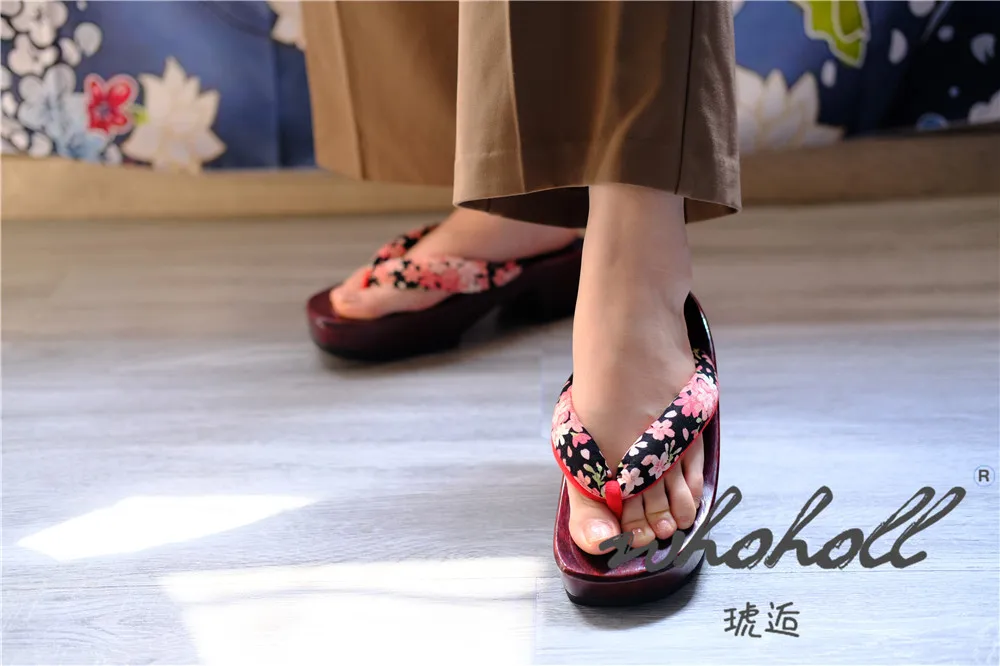 Cosplay Keilsandalen für Damen, japanische Geta Anime Cosplay Schuhe, Holzsohlen-Flip-Flops, japanische Geta Clogs Hausschuhe – Detail 19