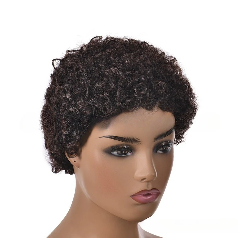 باروكات صغيرة مجعدة للسيدات، شعر مستعار صناعي كامل الرأس على الطراز الأفريقي مجعد أسود وردي شبكي منفوش للارتداء اليومي