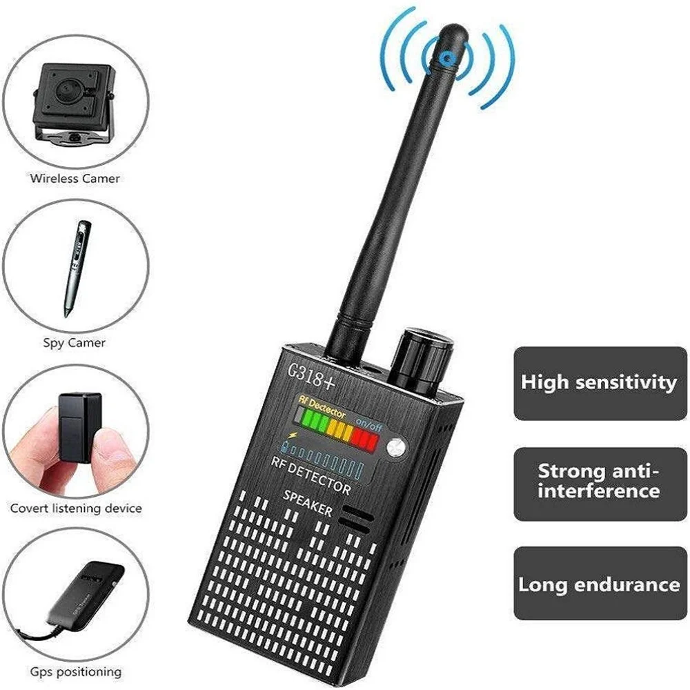 Detector de cámara antiespía multifunción, buscador de insectos de Audio GSM, rastreador de señal RF inalámbrico, detecta rastreador GPS,