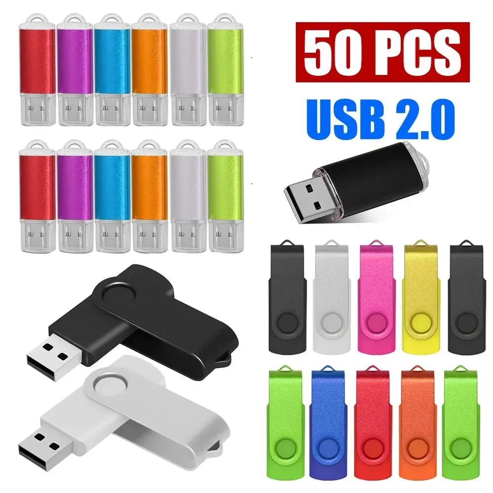 Unidad Flash USB de 50 piezas, 4G, 8GB, 16GB, 32GB, 64GB, 128GB, 1GB, 2GB, logotipo personalizado gratis