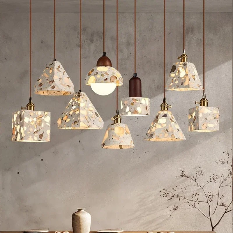 

Японский стиль ваби-саби, натуральный желтый пещерный камень, подвесной светильник для ресторана, кофе, дома, прикроватное украшение, освещение