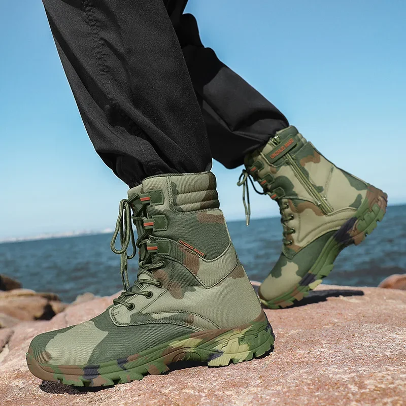 

Мужская походная обувь, уличные противоскользящие высокие ботинки на шнуровке, мужские дышащие повседневные ботильоны на толстой подошве, спортивная обувь для мужчин
