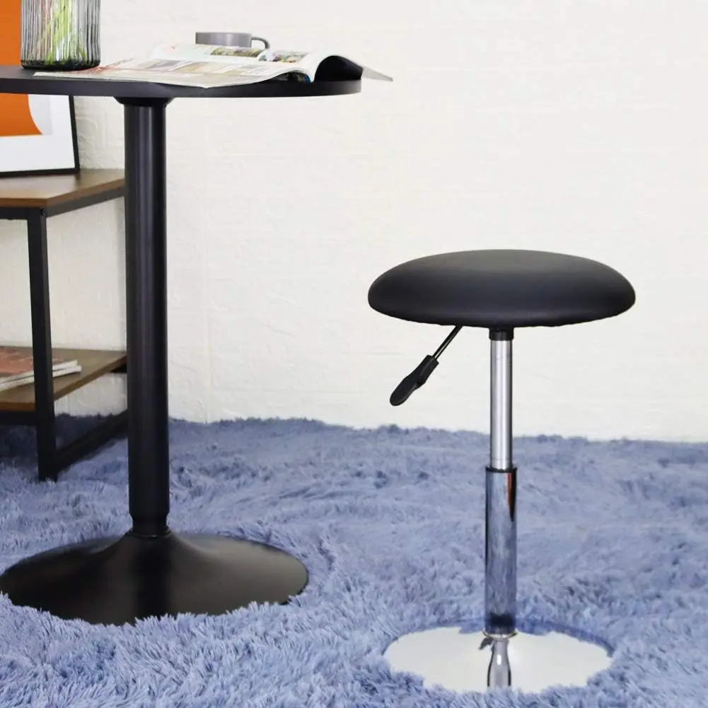 

Short Round Spa Stool Make up Stool Height Adjustable Vanity Stool Swivel Bench for Bedroom Living Room Black
