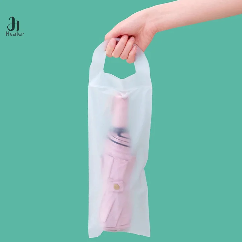 10Pcs/Pack Plastic Umbrella Storage Bag Matte Translucent Leakproof Waterproof Handbag Waterproof Wide Use Cover Bag Household