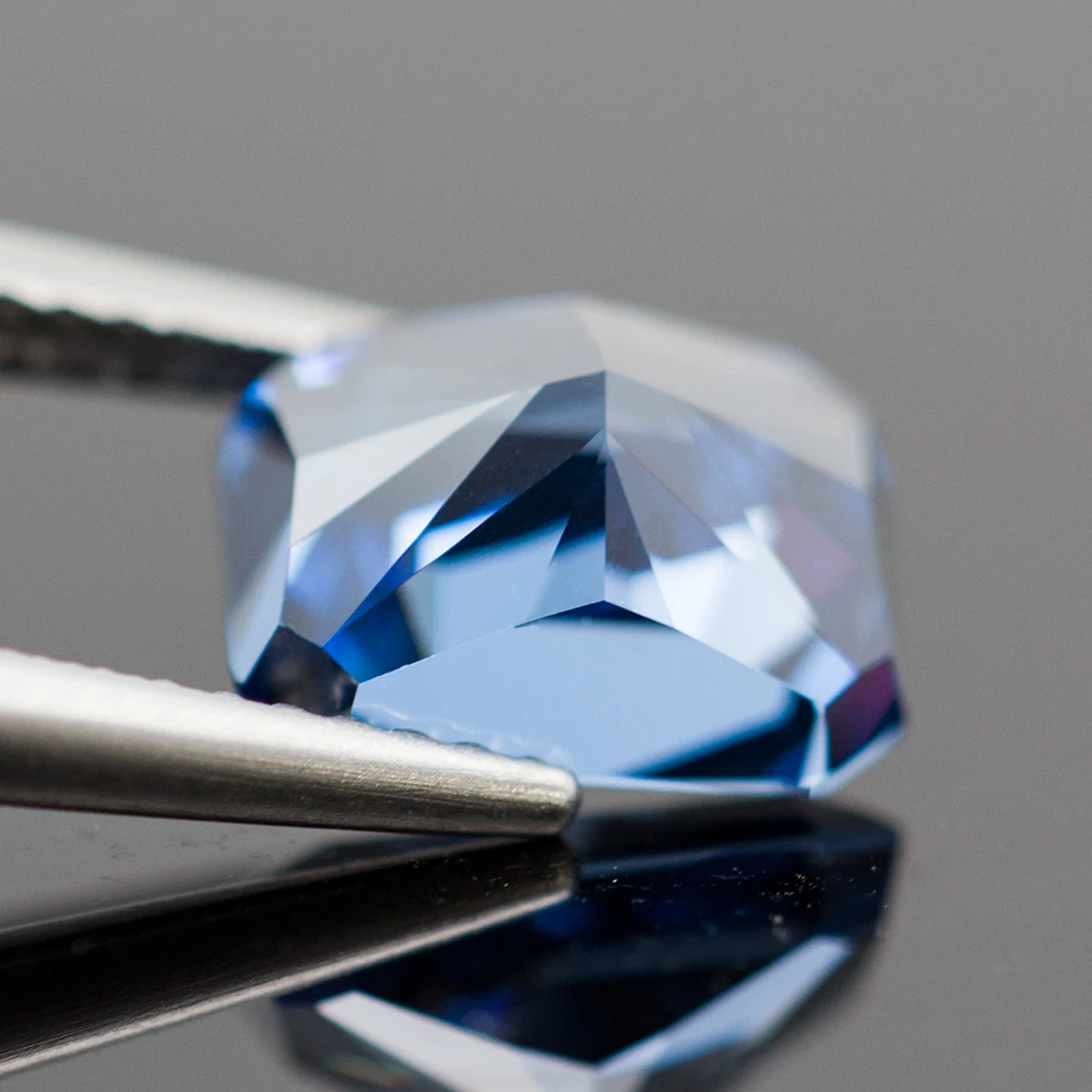 Sapphire Blue Crushed Ice Cut Cubic Zirconia High Carbon Diamond Radiant Shape Lab Zircon CZ 4K Cutting 5A+ Quality
