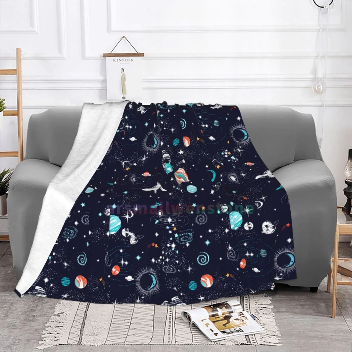 Space Planet Flannel Fleece Blanket Soft Warm Lightweight Cozy Anti-Pilling Fuzzy Throw Blankets for Couch Bed Sofa Travel