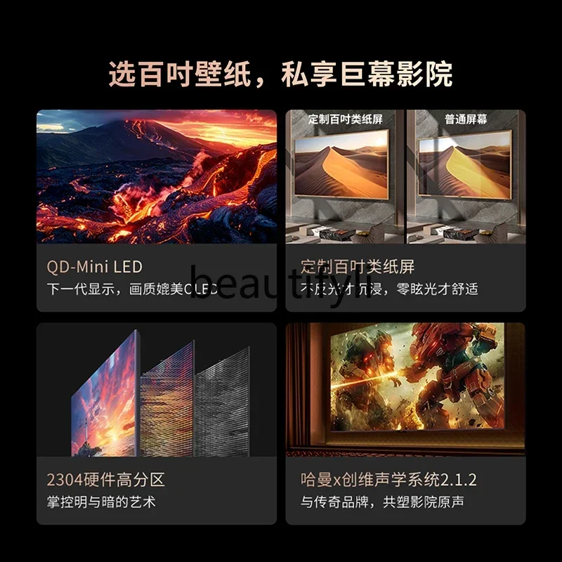 100A7E Pro 100 inci QD-Miniled ramping mulus seni dinding Wallpaper TV LCD