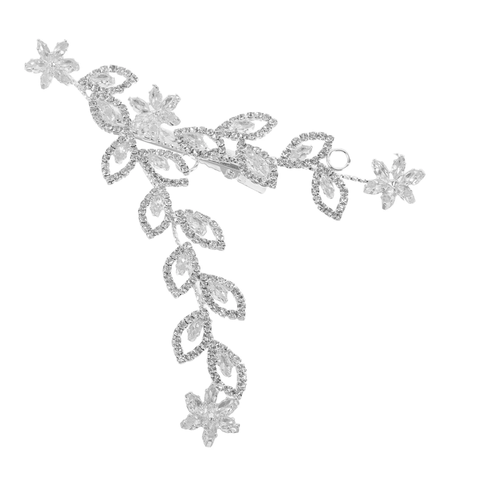 دبوس شعر أنيق على شكل أوراق حجر الراين إكسسوارات الزفاف مشبك متألق متين للنساء مشبك شعر الزفاف