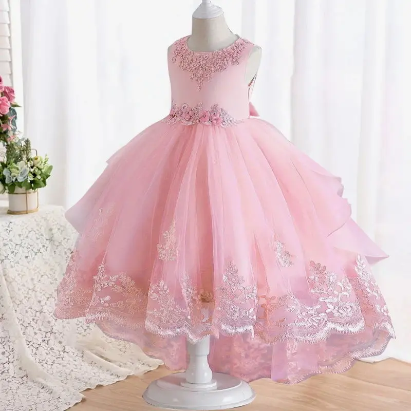 New wedding girl girl dresses 3 to 12 years officially dance tail embroidery dress children's birthday party princess dress girl