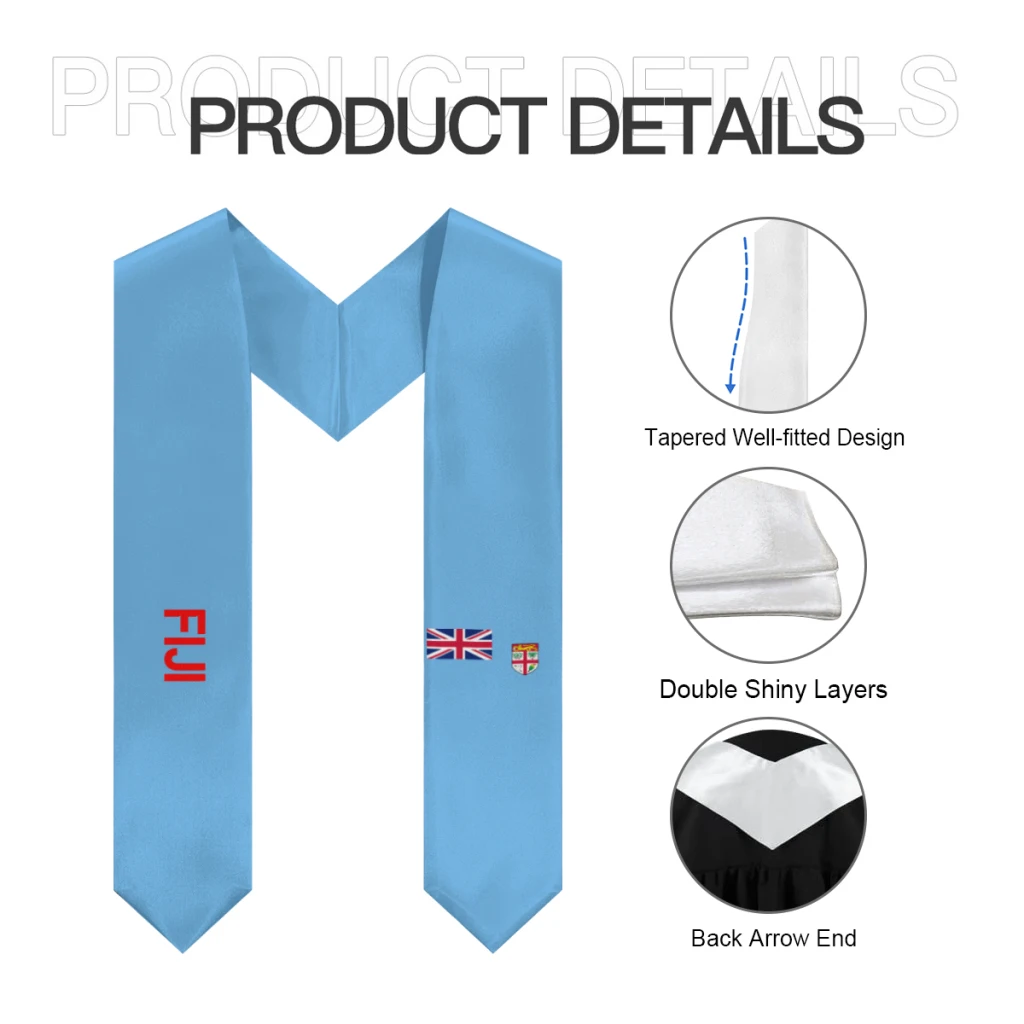شال التخرج من فيجي والولايات المتحدة العلم ، وشاح سرق ، الشرف ، الدراسة على متنها ، الطلاب الدوليين ، تصميم أكثر