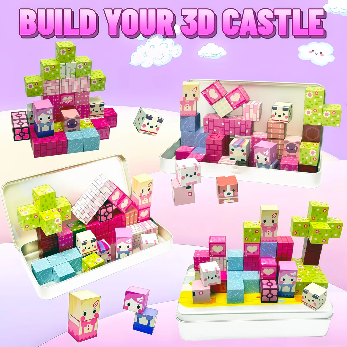 Magnetic Building Block Toy Mine World Stacking Bricks Creative Cube Iron Box Set Model Educational Kids Gifts for Boy Girl view 3