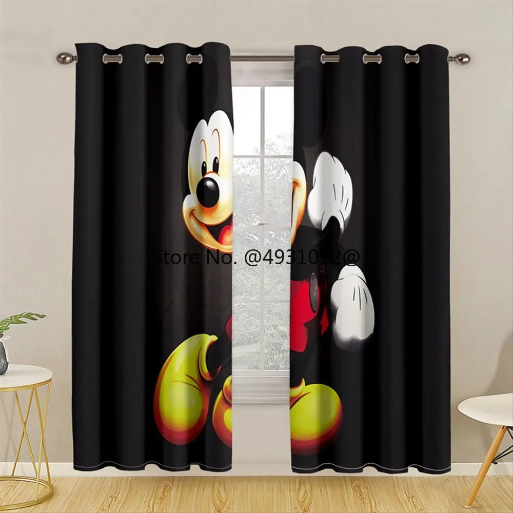 Disney Cartoon Disney Mickey minnie Mouse Pink Window Curtain 3D Print Blackout Curtains Living Room Custom Size Kids Gifts