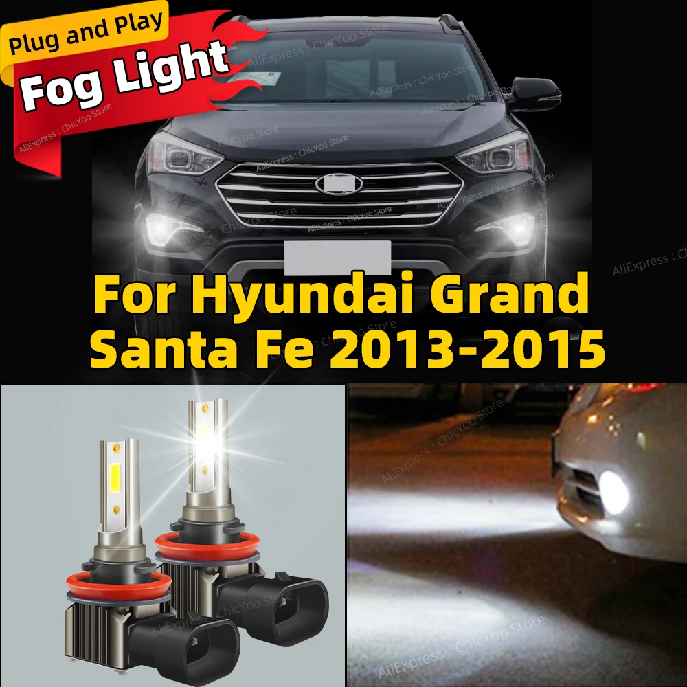 

2 шт. 6000K противотуманные фары, передние светодиодные лампы 80W для Hyundai Grand Santa Fe 2013-2015, Plug and Play