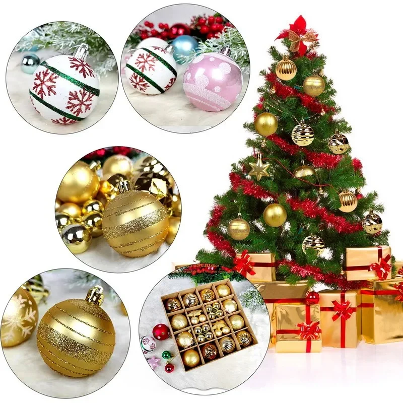 Christmas Home Decoration,Christmas Tree Balls 42/44pcs 6cm Multicolor,Christmas Tree Ornaments Set for Home Party,Xmas Decor