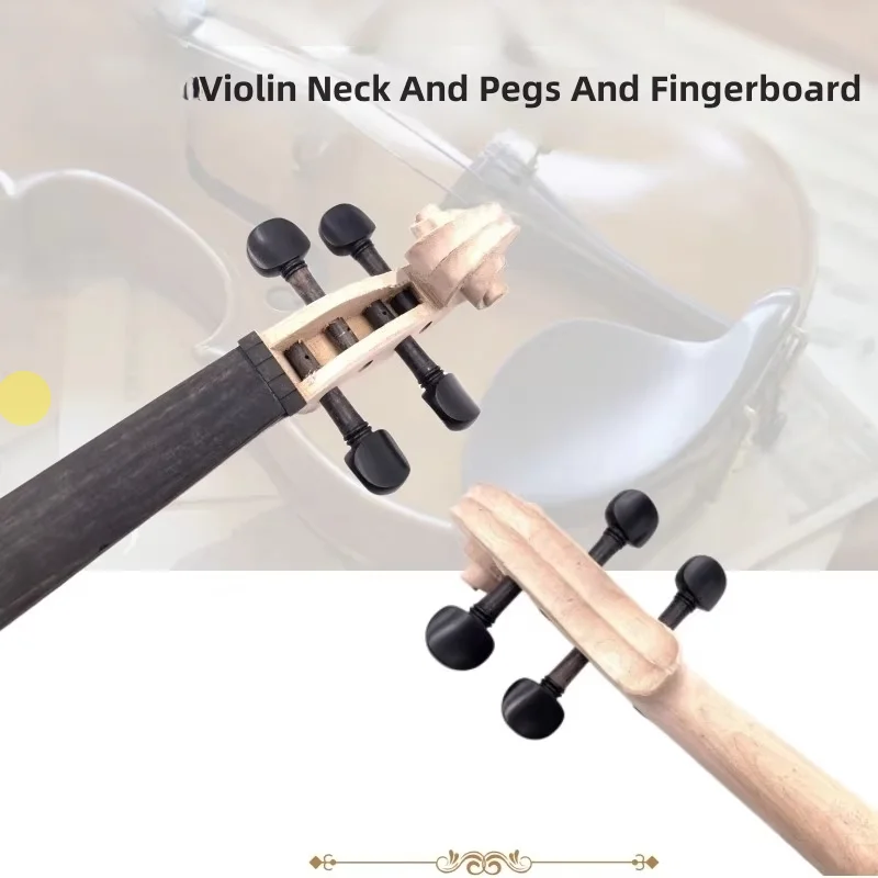 Unfinished 4/4 Size Maple Violin Neck Ebony Fingerboard Violin Diy Kit With Hand Carved Scroll